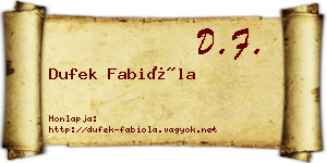 Dufek Fabióla névjegykártya
